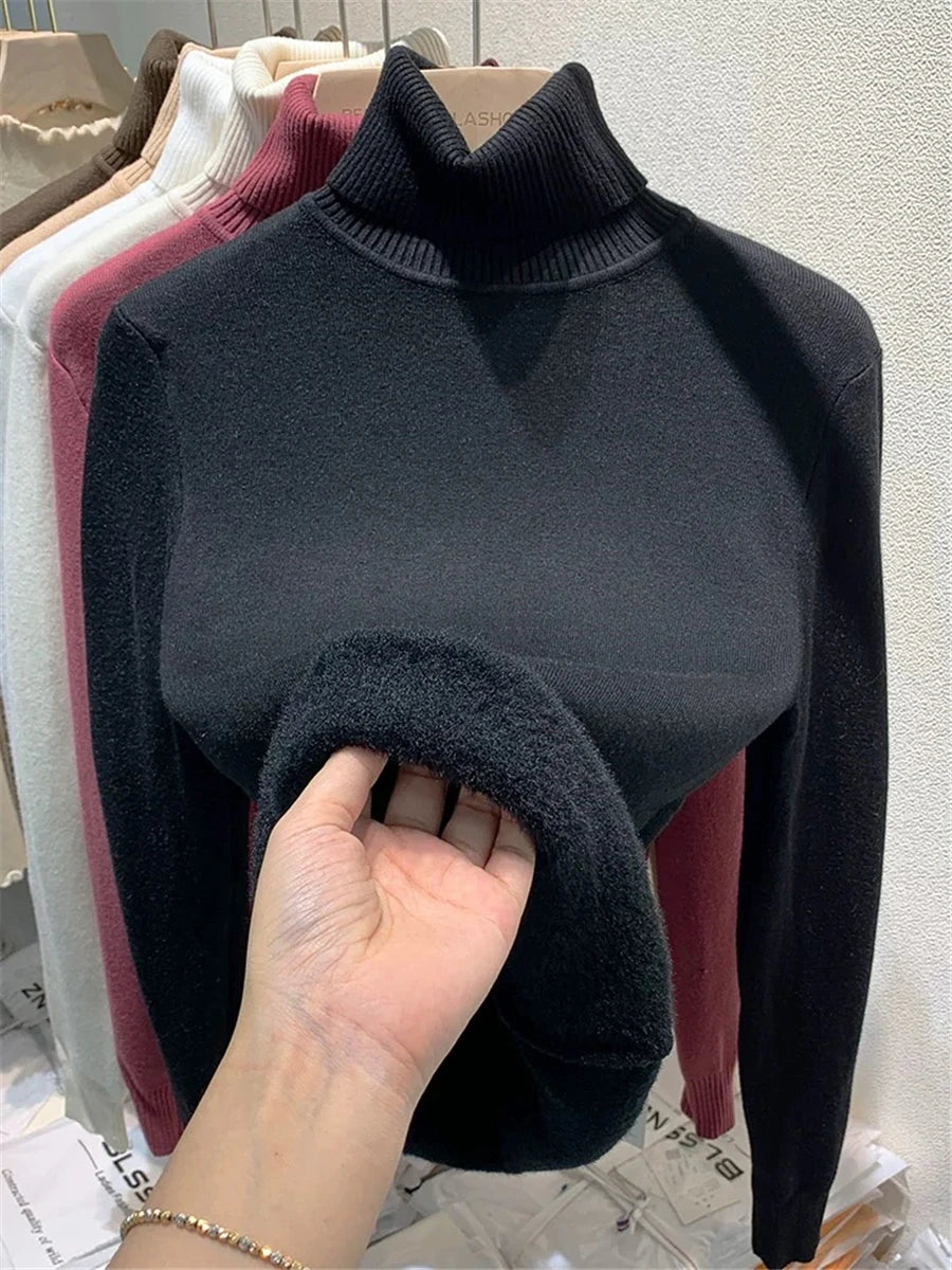 Turtleneck  Knitted Pullover Slim Tops