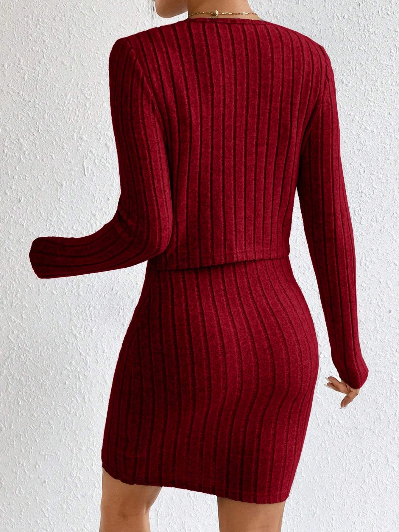 Solid Color Slim Fit Sweater Dress