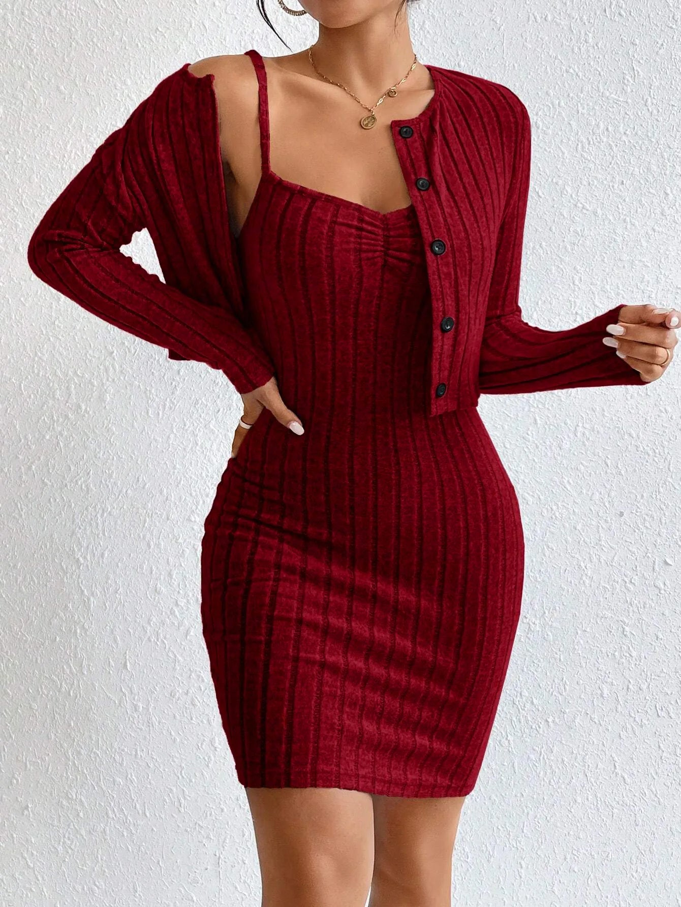 Solid Color Slim Fit Sweater Dress