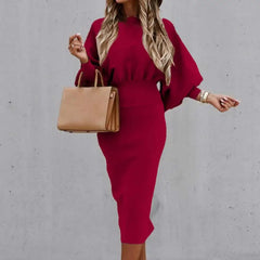 Elegant Lantern Sleeve High Waist Women Bodycorn Dress