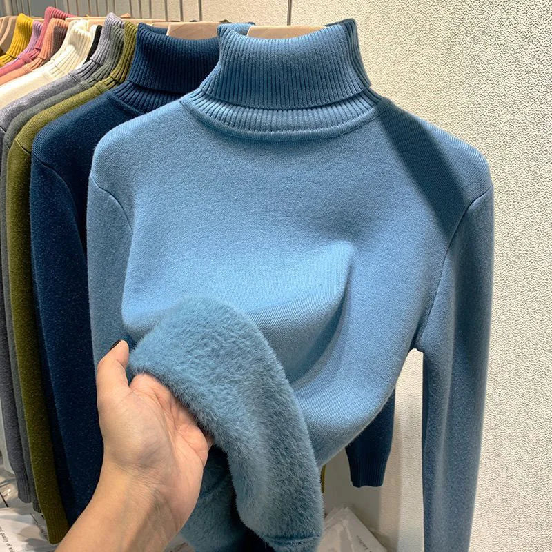 Turtleneck  Knitted Pullover Slim Tops