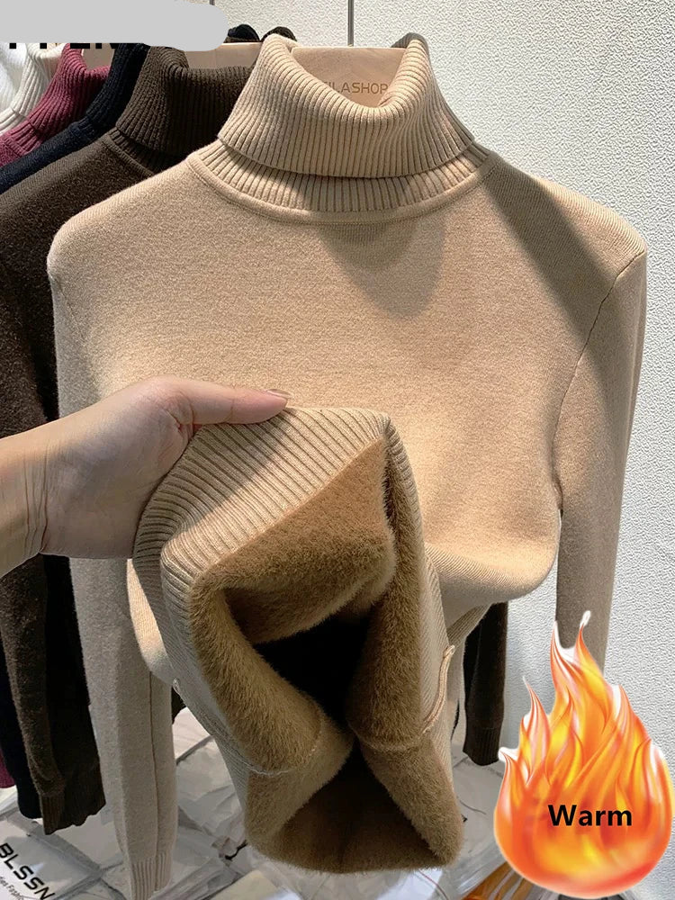 Turtleneck  Knitted Pullover Slim Tops