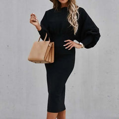 Elegant Lantern Sleeve High Waist Women Bodycorn Dress