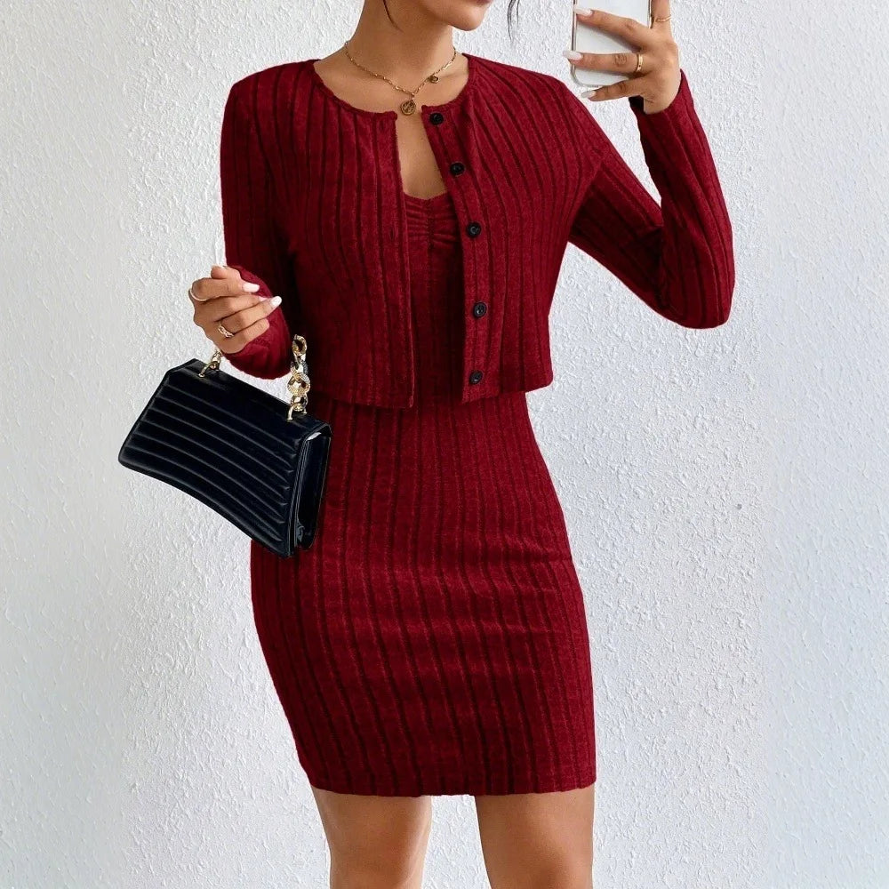 Solid Color Slim Fit Sweater Dress