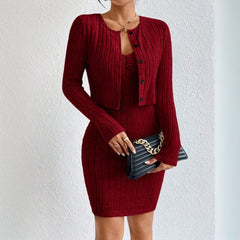 Solid Color Slim Fit Sweater Dress